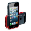 Бампер и комплект защитных пленок для iPhone 5 / 5S SGP Linear EX Slim Metal, цвет Metal Red (SGP10084)
