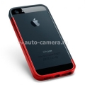 Бампер и комплект защитных пленок для iPhone 5 / 5S SGP Linear EX Slim Metal, цвет Metal Red (SGP10084)