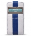 Кожаный чехол для iPhone 4 и 4S Melkco ID Type LE (Blue/White LC), цвет бело-синий (APIPO4LCJDMWEBELC)