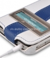 Кожаный чехол для iPhone 4 и 4S Melkco ID Type LE (Blue/White LC), цвет бело-синий (APIPO4LCJDMWEBELC)