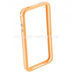 Бампер для iPhone 4S iBest, цвет оранжевый/белый (PKIPO4NSBP707)