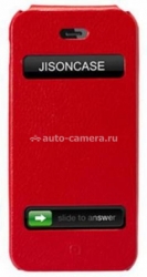 Кожаный чехол для iPhone 5 / 5S Jison Executive Flip Case, цвет red (JS-IP5-002Red)