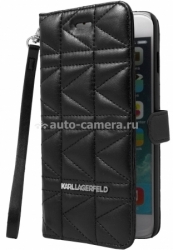 Кожаный чехол для iPhone 6 Karl Lagerfeld Kuilted Booktype, цвет Black (KLFLBKP6QB)