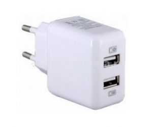 Универсальное сетевое зарядное устройство для iPhone, iPad, Samsung и HTC Henca 2 x USB 5V / 2,4 А, цвет White (he_CT40E-IPA_wht)